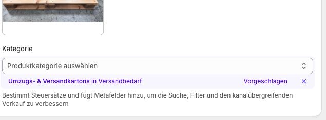 Kategorie links unter den Bildern