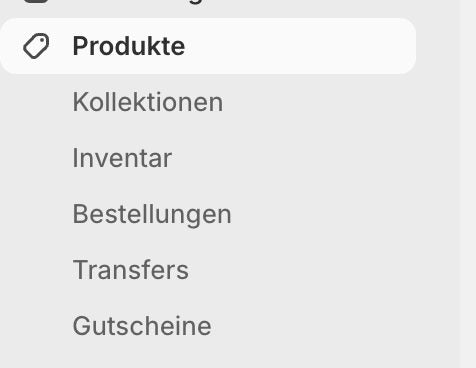 Menüpunkt Produkte