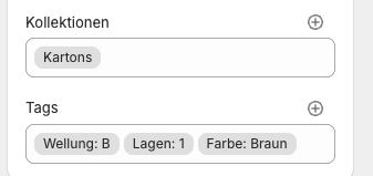 Tags unter Produktorganisation