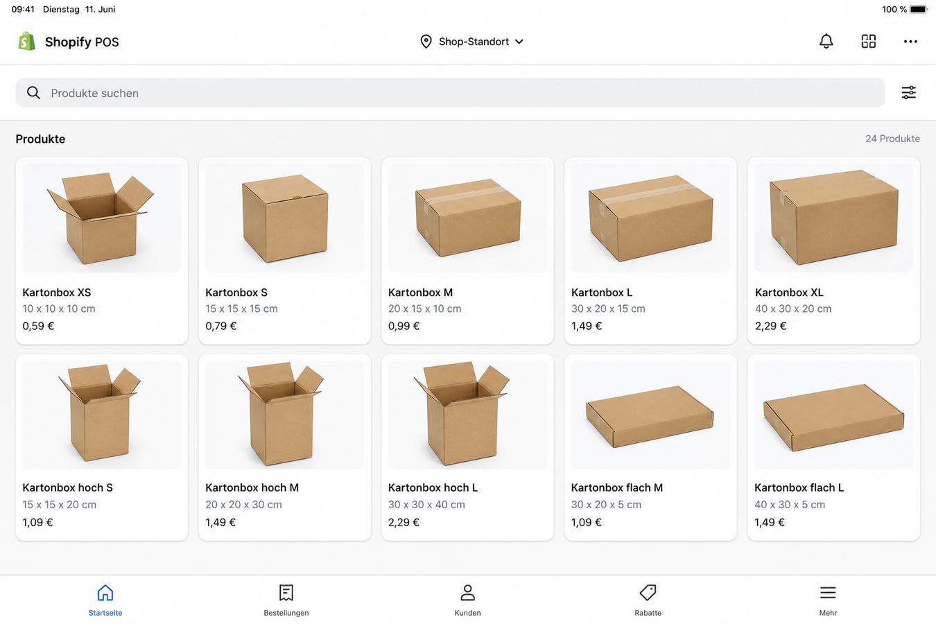 Shopify POS auf dem Tablet