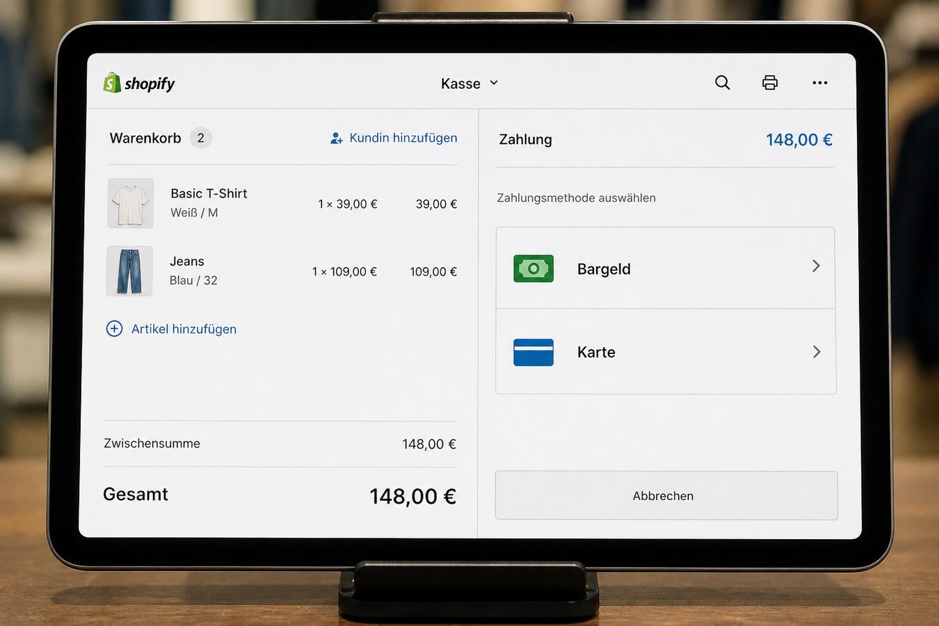Zahlung in Shopify POS